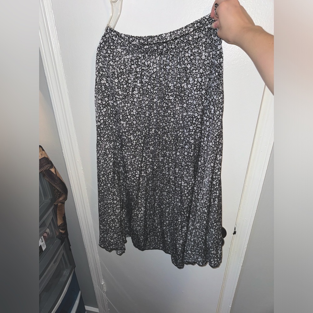 Black and white floral skirt